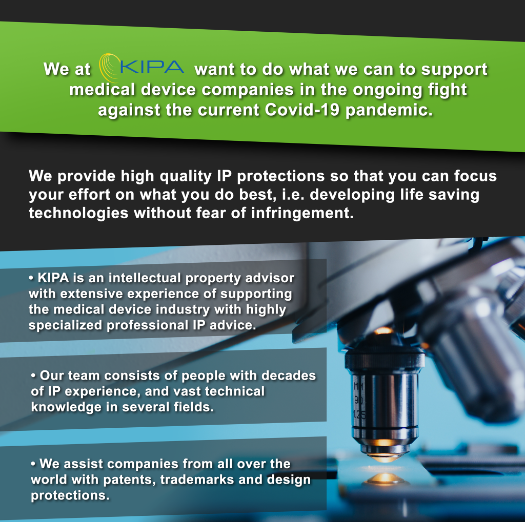 kipa patent intellectual property med tech medical devices covid-19 infographic Patent Agency Kipa Shifts Focus Back to Medical Devices to Do Their Part in the COVID-19 Crisis