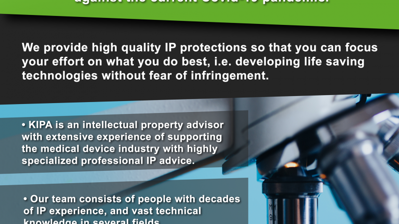 Patent Agency Kipa Shifts Focus Back to Medical Devices to Do Their Part in the COVID-19 Crisis
