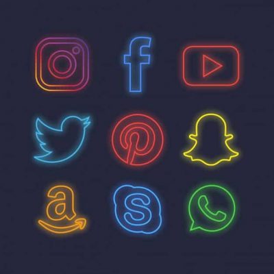 social media icons neon